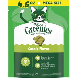 Greenies Feline Catnip Flavor Adult Natural Dental Cat Treats, 4.6-oz bag