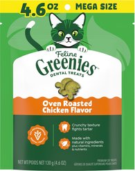 Greenies Feline Oven Roasted Chicken Flavor Adult Natural Dental Cat Treats, 4.6-oz bag
