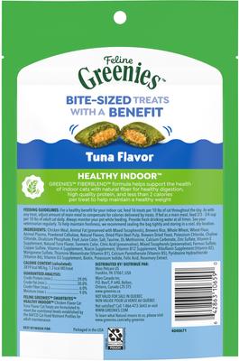 Show full view: Greenies Feline SmartBites Healthy Indoor Natural Tuna Flavor Soft & Crunchy Adult Cat Treats, 4.6-oz bag slide 4 of 11