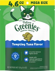 Greenies Feline Tempting Tuna Flavor Adult Dental Cat Treats, 4.6-oz bag + Petstages Tower of Tracks Cat Toy slide 2 of 9