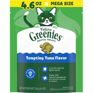 Greenies Feline Tempting Tuna Flavor Adult Natural Dental Cat Treat, 4.6-oz bag