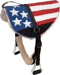 Tahoe Tack American Flag Acrylic Bareback Horse Pad with Reinforced Stirrups & Girth, Red/White/Blue, 27 x 29-in