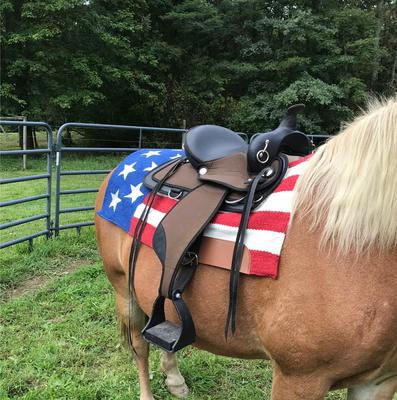 Show full view: Tahoe Tack American Pride New Zealand Wool Western Horse Saddle Blanket, Red, White, Blue, 26 x 26-in slide 5 of 5