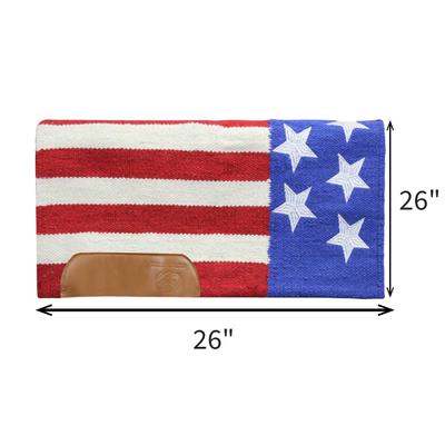 Show full view: Tahoe Tack American Pride New Zealand Wool Western Horse Saddle Blanket, Red, White, Blue, 26 x 26-in slide 3 of 5