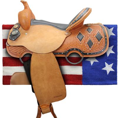 Show full view: Tahoe Tack American Pride New Zealand Wool Western Horse Saddle Blanket, Red, White, Blue, 26 x 26-in slide 2 of 5