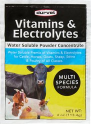 Durvet Vitamins & Electrolytes Powder Farm Animal & Horse Supplement, 4-oz bag