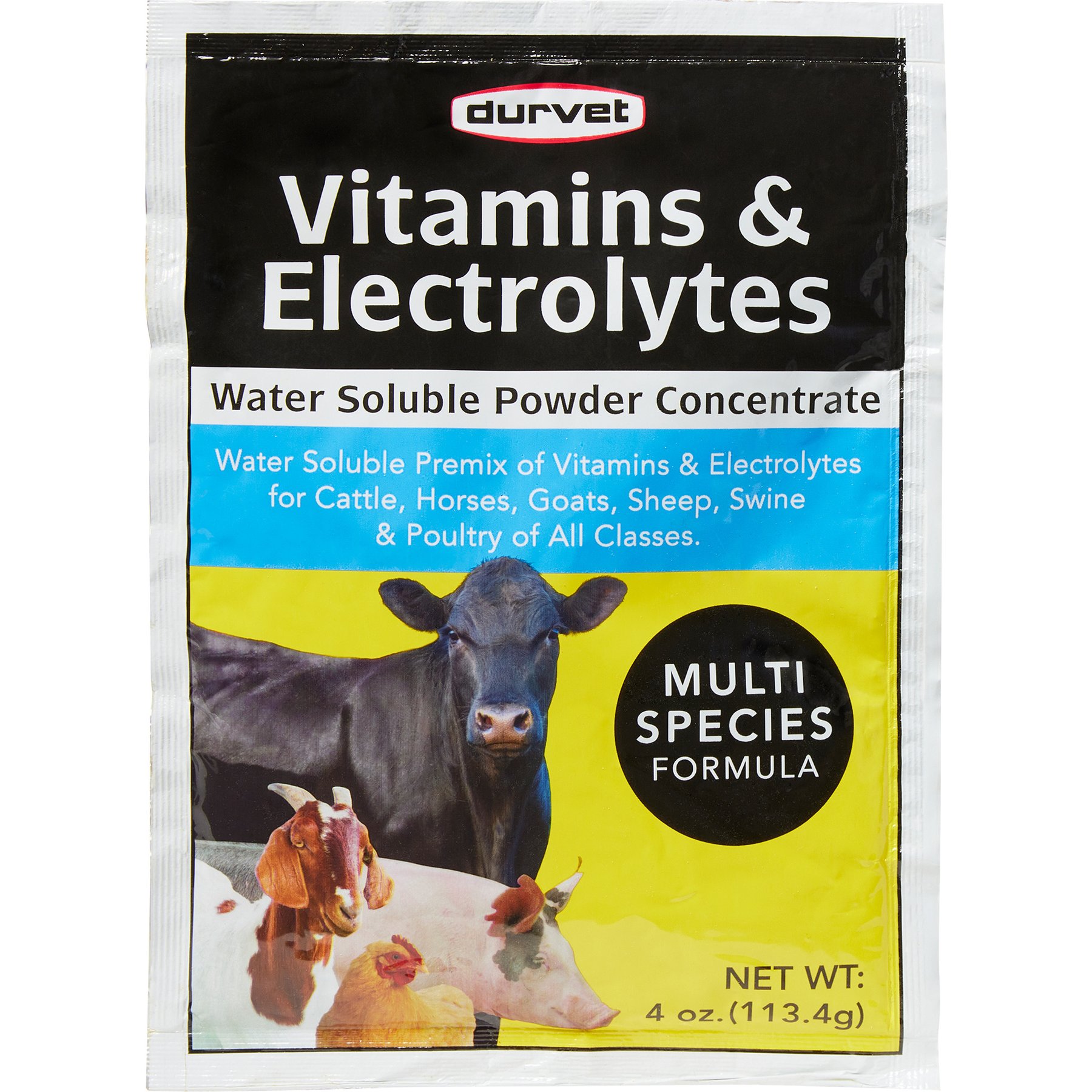 Durvet Vitamins & Electrolytes Powder Farm Animal & Horse Supplement, 4-oz bag