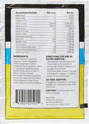 Show full view: Durvet Vitamins & Electrolytes Powder Farm Animal & Horse Supplement, 4-oz bag slide 2 of 4