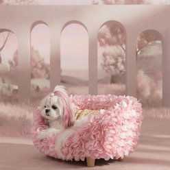 Halinfer Petal Elevated Cat Sofa Bed, Pink, Medium