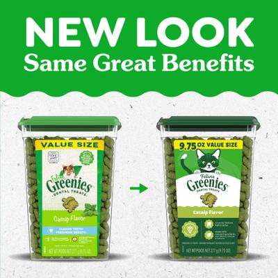 Show full view: Greenies Feline Catnip Flavor Adult Natural Dental Cat Treats, 9.75-oz tub slide 3 of 12