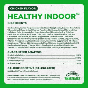Greenies Feline SmartBites Healthy Indoor Natural Chicken Flavor Soft & Crunchy Adult Cat Treats, 16-oz tub