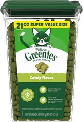 Greenies Feline Catnip Flavor Adult Natural Dental Cat Treats, 21-oz tub