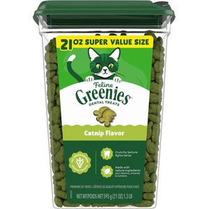 Greenies Feline Catnip Flavor Adult Natural Dental Cat Treats, 21-oz tub
