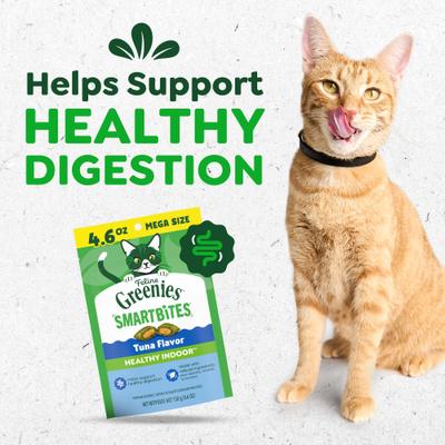 Show full view: Greenies Feline SmartBites Healthy Indoor Natural Tuna Flavor Soft & Crunchy Adult Cat Treats, 4.6-oz bag slide 9 of 11