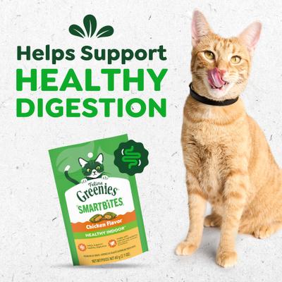 Show full view: Greenies Feline SmartBites Healthy Indoor Natural Chicken Flavor Soft & Crunchy Adult Cat Treats, 2.1-oz bag slide 9 of 11