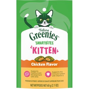 Greenies Smartbites Kitten Chicken Flavor Cat Crunchy Treat, 2.1-oz pouch