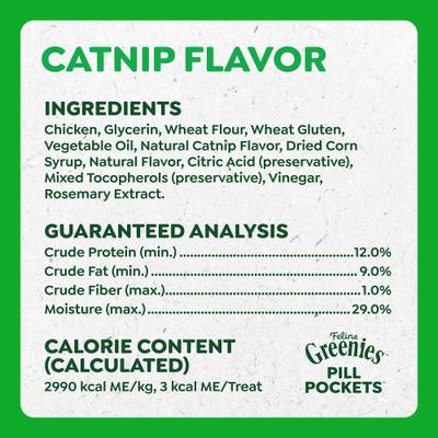 Show full view: Greenies Pill Pockets Feline Catnip Flavor Natural Soft Adult Cat Treats, 1.6-oz pouch, 45 count slide 7 of 11