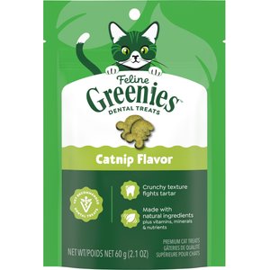 Greenies Feline Catnip Flavor Adult Natural Dental Cat Treats, 2.1-oz bag