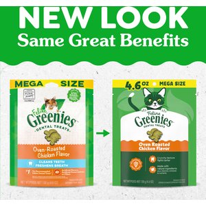 Greenies Feline Oven Roasted Chicken Flavor Adult Natural Dental Cat Treats, 4.6-oz bag