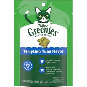 Greenies Feline Tempting Tuna Flavor Adult Natural Dental Cat Treat, 2.1-oz bag