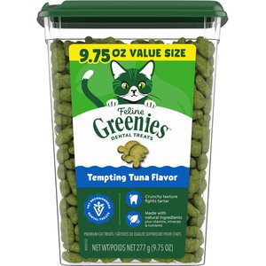 Greenies Feline Tempting Tuna Flavor Adult Natural Dental Cat Treat, 9.75-oz tub