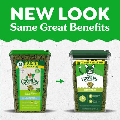 Show full view: Greenies Feline Catnip Flavor Adult Natural Dental Cat Treats, 21-oz tub slide 3 of 12
