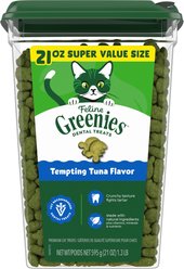 Greenies Feline Tempting Tuna Flavor Adult Natural Dental Cat Treat, 21-oz tub