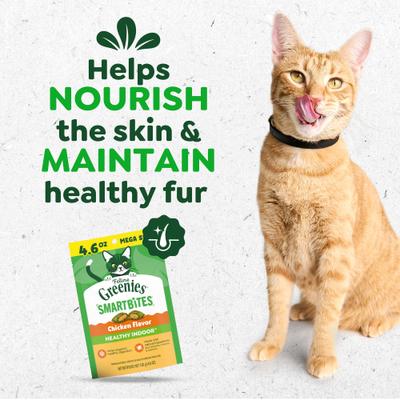 Show full view: Greenies Feline SmartBites Healthy Indoor Natural Chicken Flavor Soft & Crunchy Adult Cat Treats, 4.6-oz bag slide 9 of 11