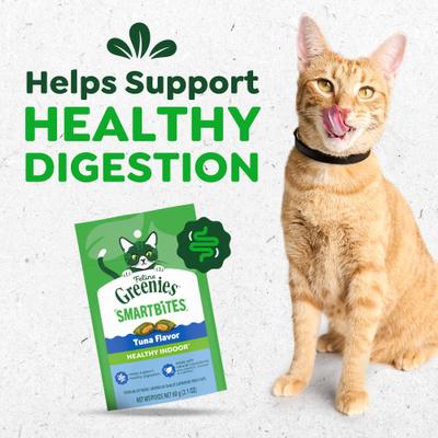 Show full view: Greenies Feline SmartBites Healthy Indoor Natural Tuna Flavor Soft & Crunchy Adult Cat Treats, 2.1-oz bag slide 9 of 11