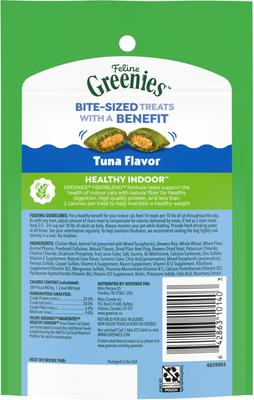 Show full view: Greenies Feline SmartBites Healthy Indoor Natural Tuna Flavor Soft & Crunchy Adult Cat Treats, 2.1-oz bag slide 4 of 11
