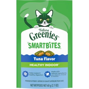 Greenies Feline SmartBites Healthy Indoor Natural Tuna Flavor Soft & Crunchy Adult Cat Treats, 2.1-oz bag