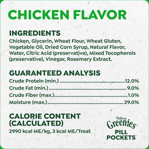 Greenies Pill Pockets Feline Chicken Flavor Natural Soft Adult Cat Treats, 1.6-oz bag, 45 count