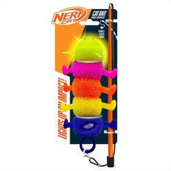 Nerf Cat Soft TPR LED Caterpillar Cat Toy with Wand, Green, Pink/Orange/Yellow/Blue, 6-in slide 1 of 6
