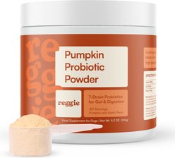 Reggie Pumpkin Probiotic Powder Pumpkin & Apple Flavored Digestive Aid Supplement for Dogs, 40 servings