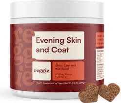 Reggie Evening Skin & Coat Chew Pork Flavored Soft Chew Skin & Coat Supplement for Dogs, 60 count