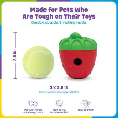 Show full view: Brightkins 2-Piece Strawberry Tough & Tumble Treat Dispenser Dog Toy, Multicolor, 7.21 x 5.24 x 3.11-in slide 2 of 8