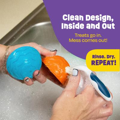 Show full view: Brightkins 2-Piece Texture Ball Tough & Tumble Treat Dispenser Dog Toy, Multicolor, 7.21 x 5.24 x 3.11-in slide 5 of 8