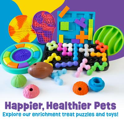 Show full view: Brightkins 2-Piece Texture Ball Tough & Tumble Treat Dispenser Dog Toy, Multicolor, 7.21 x 5.24 x 3.11-in slide 7 of 8