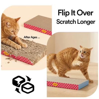 Show full view: ZEZE Neon Sweetheart Cardboard Reversible Honeycomb Corrugated Cat Scratcher Pad, 2 count, Neon, Large slide 5 of 10