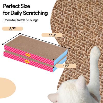 Show full view: ZEZE Neon Sweetheart Cardboard Reversible Honeycomb Corrugated Cat Scratcher Pad, 2 count, Neon, Large slide 3 of 10