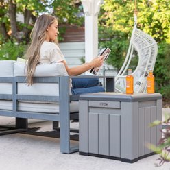 Lifetime Outdoor Storage Cube, Storm Dust, 25-gal capacity slide 2 of 9