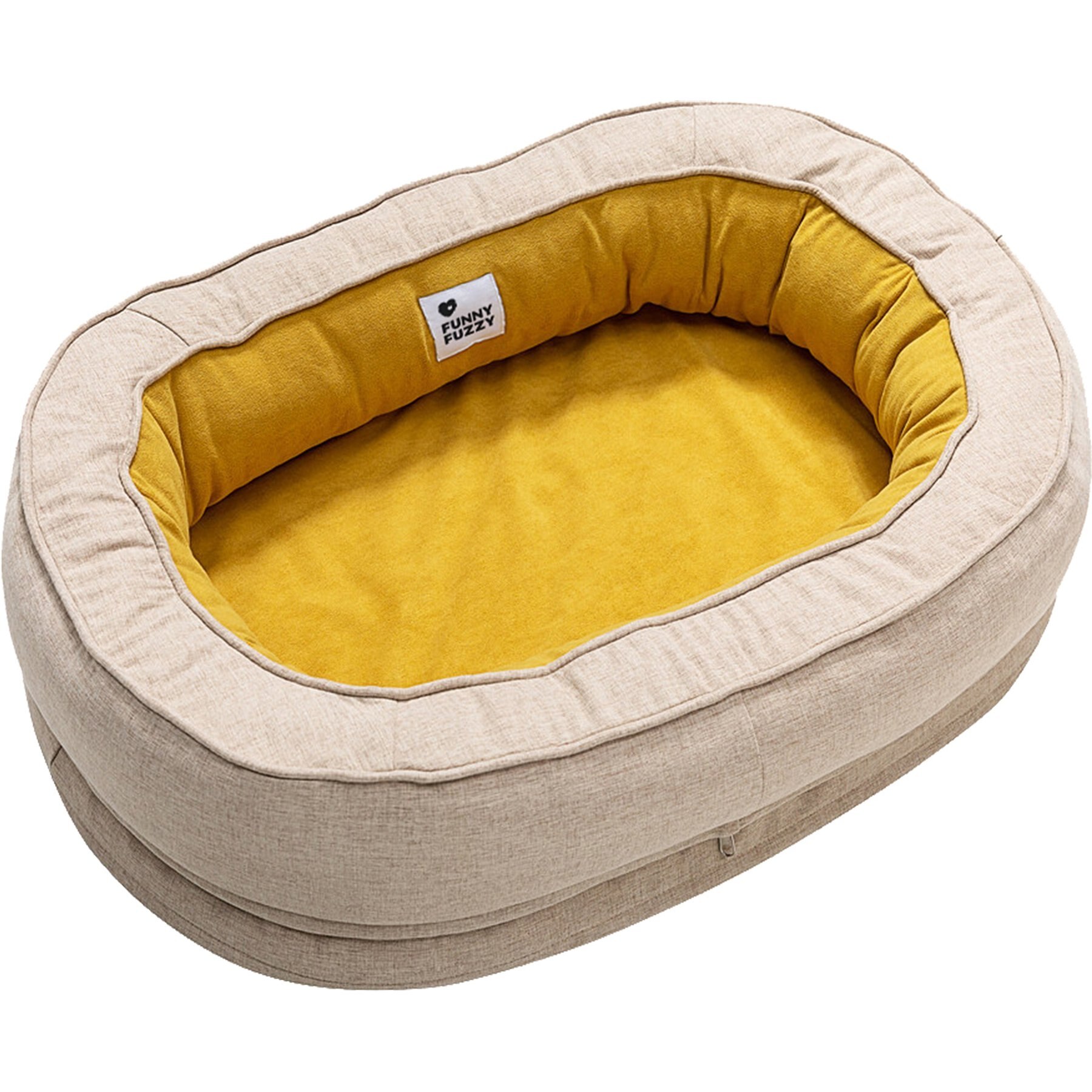 FunnyFuzzy Orthopedic Donut Dog Bed, Ginkgo Yellow, XX-Large