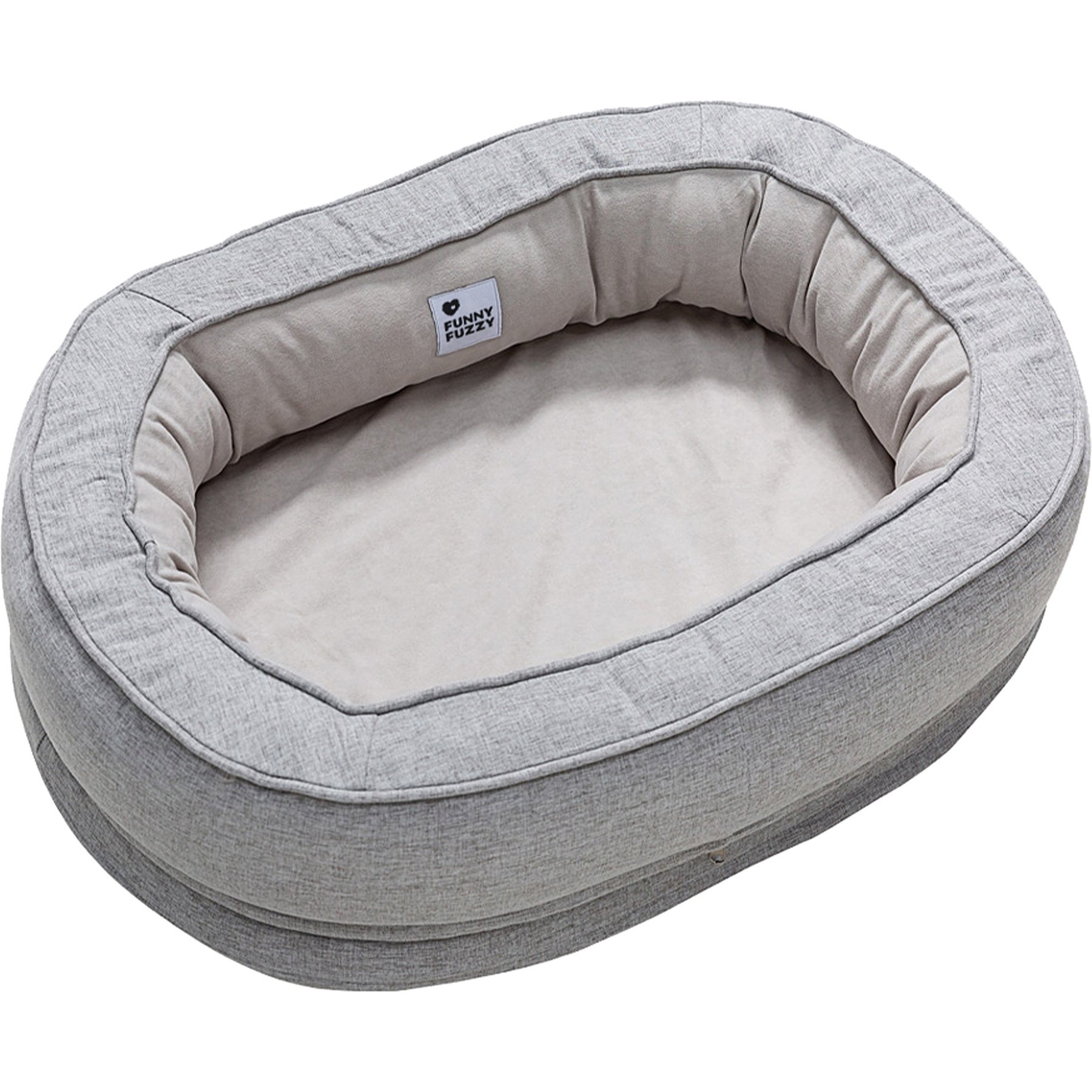 FunnyFuzzy Orthopedic Donut Dog Bed, Gray, X-Large