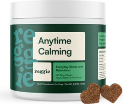 Reggie Anytime Calming Chew Peanut Butter & Pork Flavored Soft Chew Calming Supplement for Dogs, 60 count