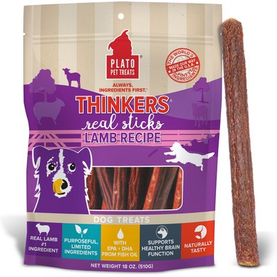 Plato Plato Thinkers Real Sticks Lamb Recipe Dog Treats, 18-oz bag