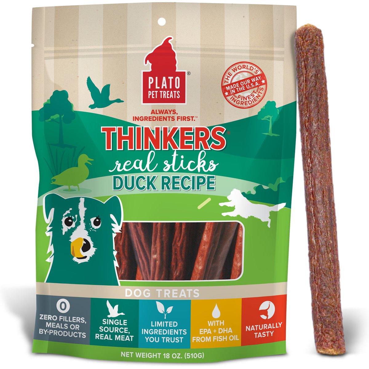 Plato Thinkers Duck Recipe Dog Treats, 10-oz bag