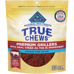 Blue Buffalo True Chews Premium Grillers with Real Steak Grain-Free Dog Treats, 30-oz bag