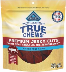 Blue Buffalo True Chews Premium Jerky Cuts Natural Steak Dog Treats, 20-oz bag