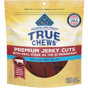 Blue Buffalo True Chews Premium Jerky Cuts Natural Steak Dog Treats, 20-oz bag