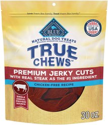 Blue Buffalo True Chews Premium Jerky Cuts Natural Steak Dog Treats, 30-oz bag